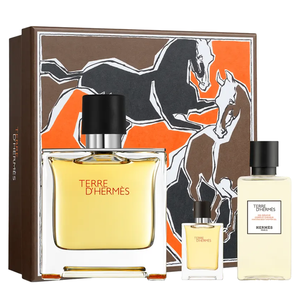 Terre D'Hermes by Hermes 75ml Pure Perfume 3 Piece Gift Set