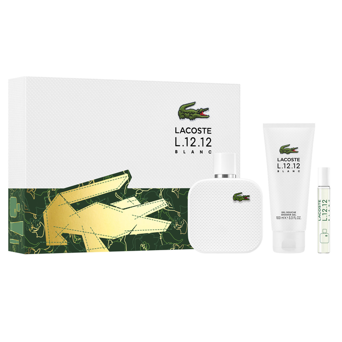 Eau De Lacoste L.12.12 Blanc 100ml EDT 3 Piece Gift Set