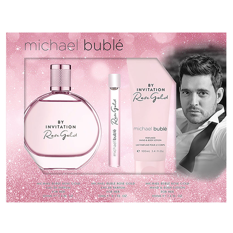 By Invitation Rose Gold by Michael Buble 100ml EDP 3pc Set