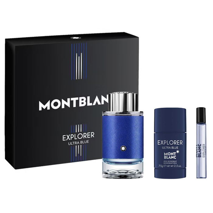 Explorer Ultra Blue by Mont Blanc 100ml EDP 3 Piece Gift Set