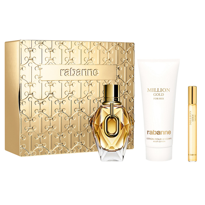 Million Gold by Paco Rabanne 90ml EDP 3 Piece Gift Set