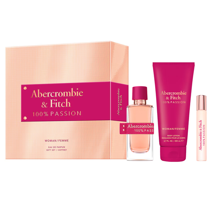 100% Passion by Abercrombie & Fitch 100ml EDP 3 Piece Gift Set