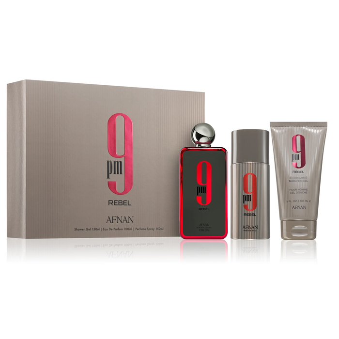 9pm Rebel by Afnan 100ml EDP 3 Piece Gift Set