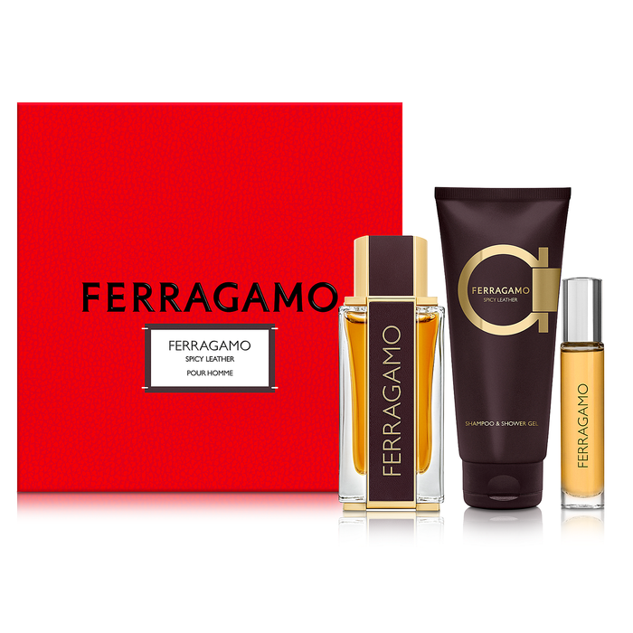 Spicy Leather by Salvatore Ferragamo 100ml Parfum 3pc Set
