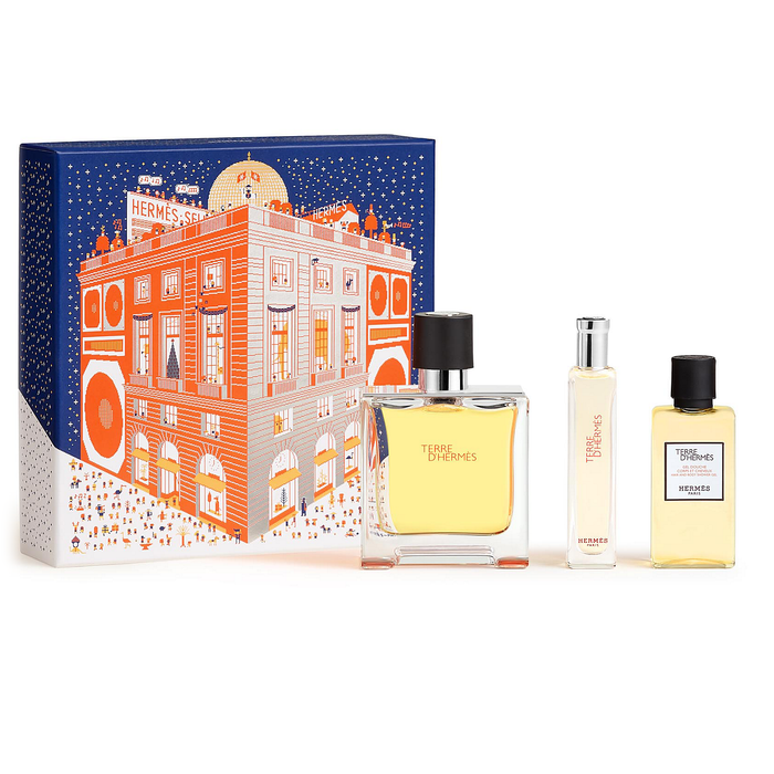 Terre D'Hermes by Hermes 75ml Pure Perfume 3 Piece Gift Set