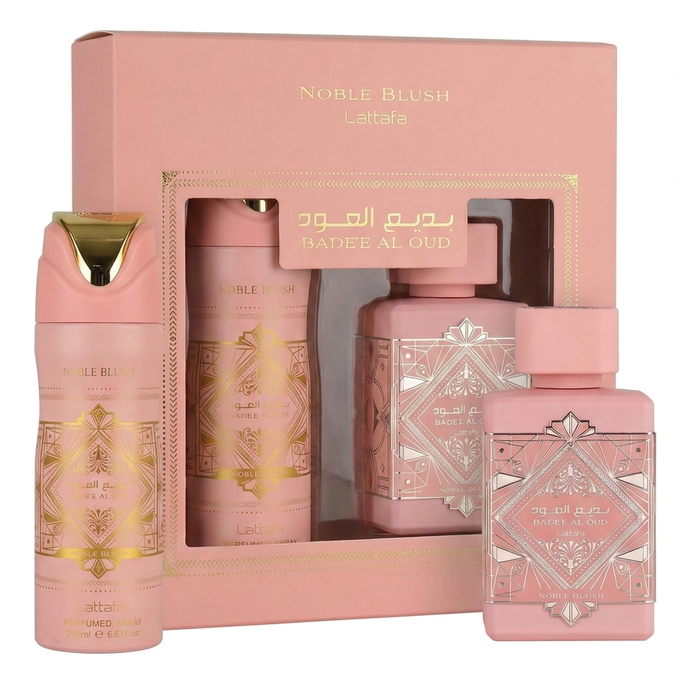 Badee Al Oud Noble Blush by Lattafa 100ml EDP 2pc Gift Set