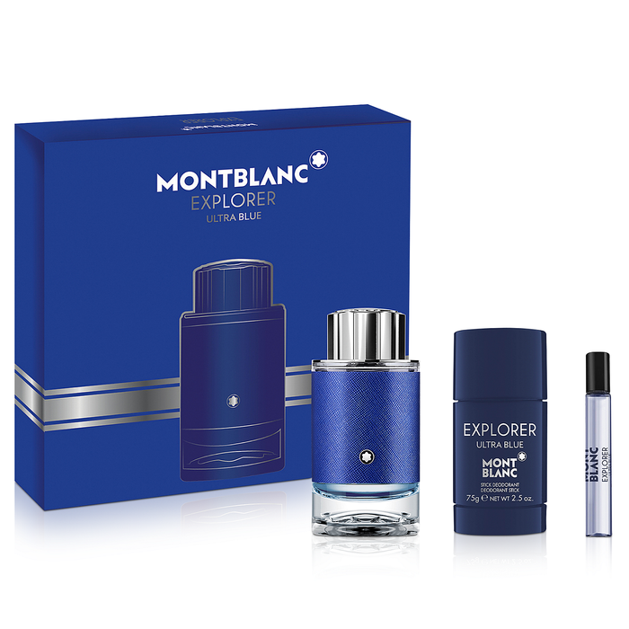 Explorer Ultra Blue by Mont Blanc 100ml EDP 3 Piece Gift Set