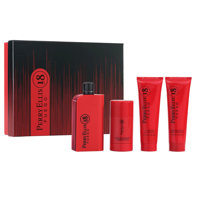 18 Fuego by Perry Ellis 100ml EDT 4 Piece Gift Set
