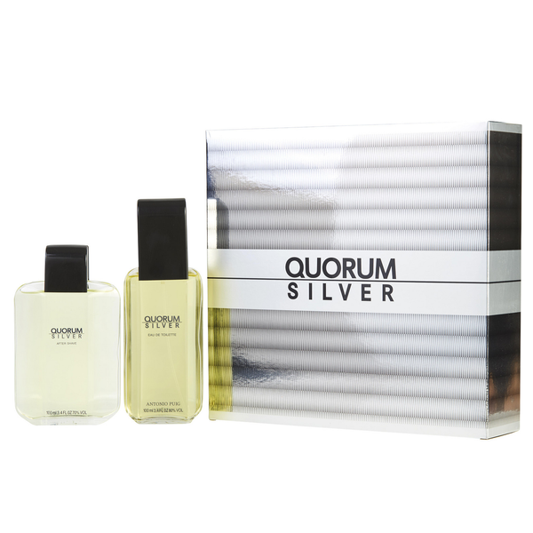 Quorum Silver by Antonio Puig 100ml EDT 2pc Gift Set