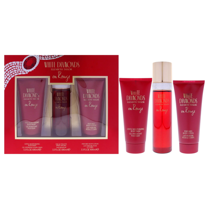 White Diamonds En Rouge by Elizabeth Taylor 100ml EDT 3pc Gift Set