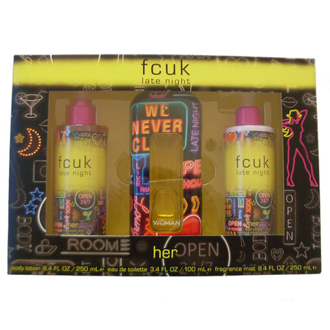 FCUK Late Night for Her 100ml EDT 3 Piece Gift Set