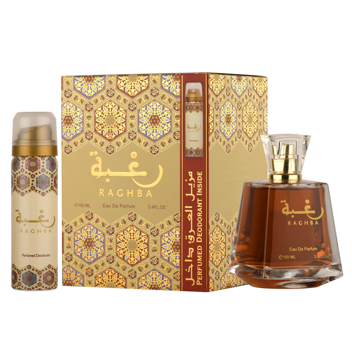 Raghba by Lattafa 100ml EDP 2 Piece Gift Set