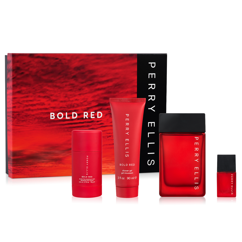 Bold Red by Perry Ellis 100ml EDT 4 Piece Gift Set Perfume NZ
